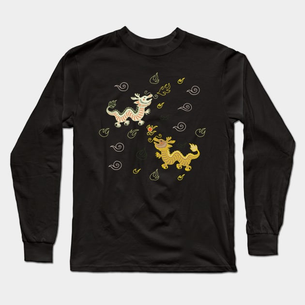 Oriental Dragons Long Sleeve T-Shirt by cheekimori